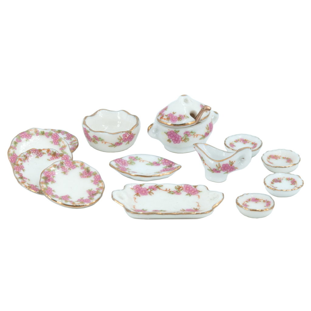 15180　Dinner service, porcelain, floral, 13 pcs　ディナーサービス 13枚セット