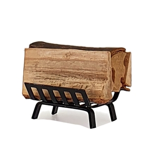 Fireplace wood basket, black, with logs 暖炉の木製バスケット、薪付き